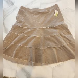 COPPER KEY, NewW/tag,size 13 tan,midi skirt, tiered with corduory fabric,